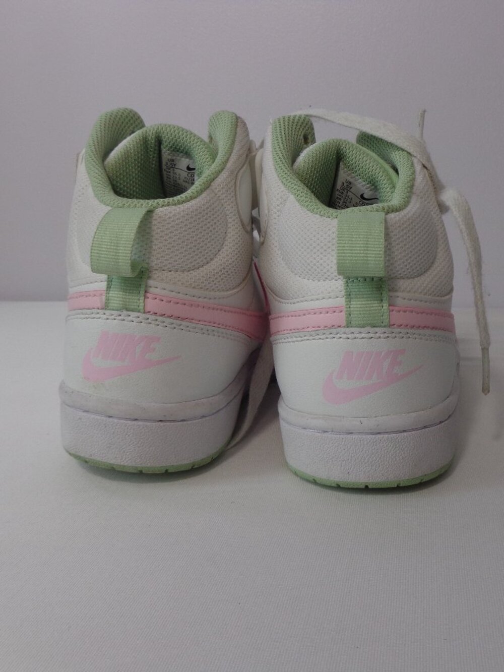 Nike Court Borough Mid 2 (GS) White Pink Green Glaze CD7782-111 Youths Size 3.5Y - Picture 7 of 8
